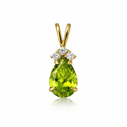 14k Yellow Gold Pear CZ Birthstone Pendant
