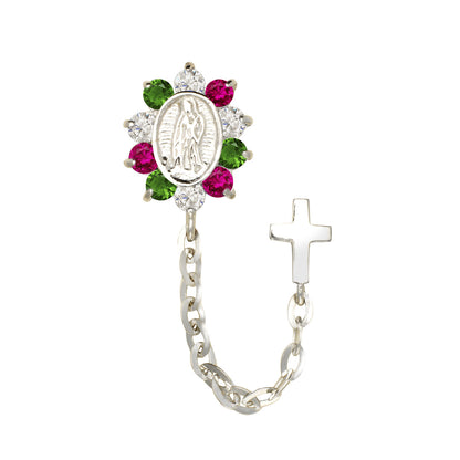 14K Yellow or White Gold Guadalupe Virgin Mary Screw Back CZ Stud Earrings