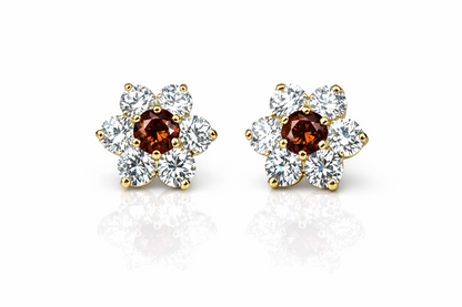 14k White Gold Flower Stud CZ Earrings screw back