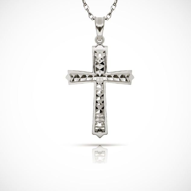 14K Yellow & White Gold Cross Pendant For Women