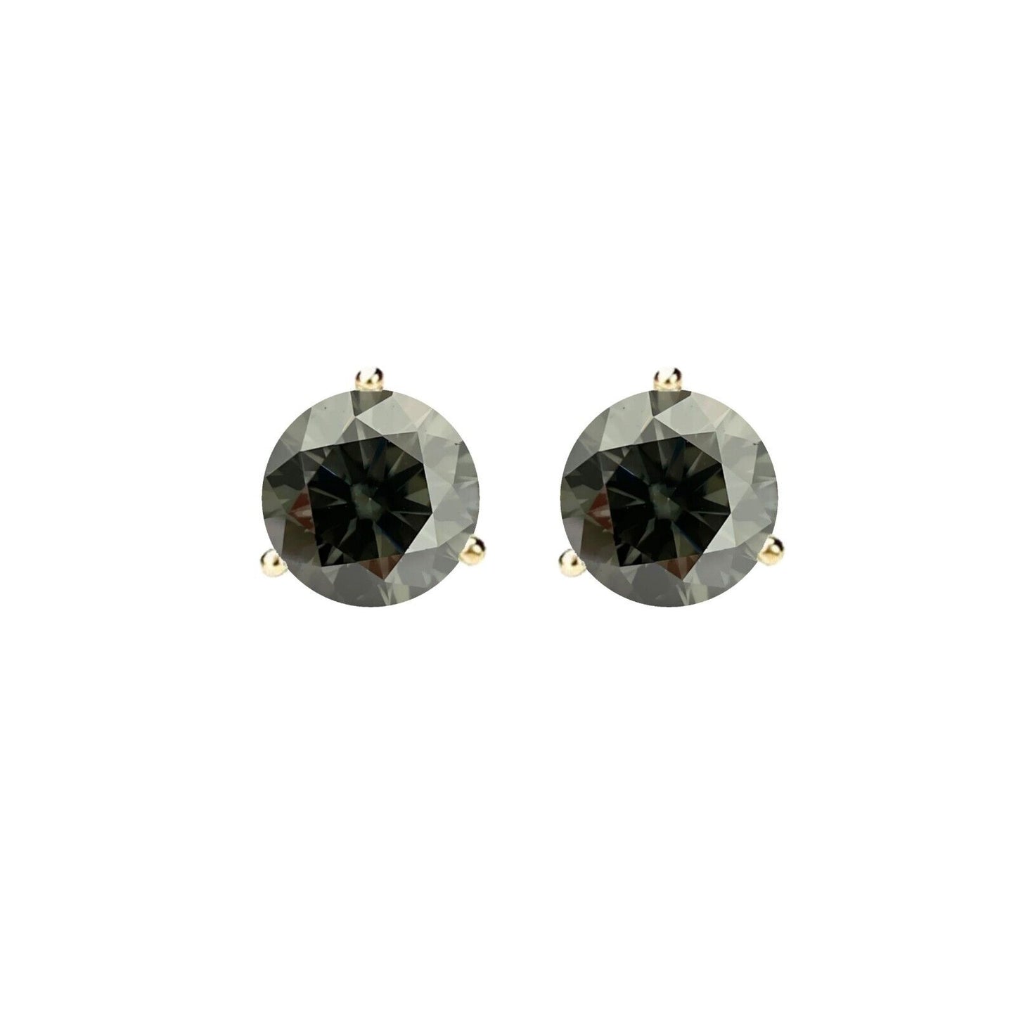 14K Gold GRA CertifiedD-VVS1 Grey Moissanite ScrewBack Stud Earrings