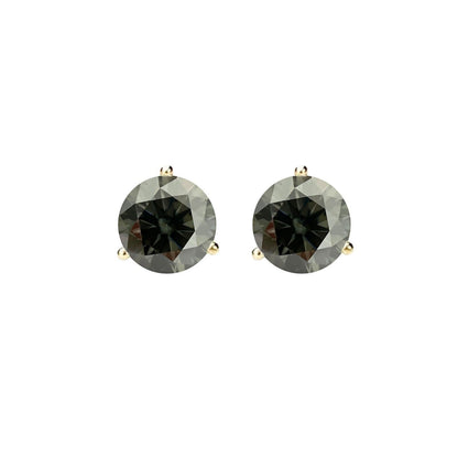 14K Gold GRA CertifiedD-VVS1 Grey Moissanite ScrewBack Stud Earrings