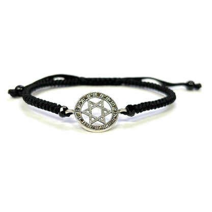 925 Sterling Silver String Bracelet Star of David 6" Adjustable to 11"