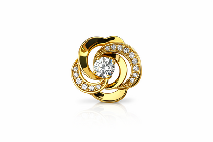 14k Yellow and White  Gold CZ Flower Pendant