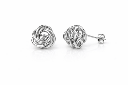 14K Yellow and White Gold Polished Love Knot Stud Earrings