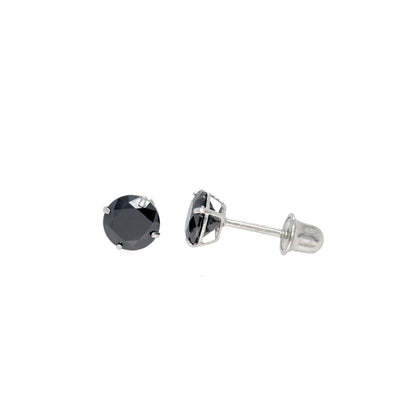 14K Gold GRA Certified D-VVS1 Round Black Moissanite Screw Back Studs Earrings