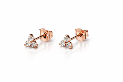14K Yellow/White/Rose Gold Cz Trillion Earrings with Push Backs