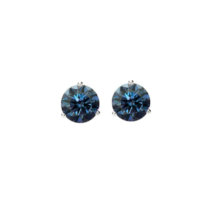 14K Gold GRA CertifiedD-VVS1 Blue Moissanite Martini ScrewBack Stud Earrings