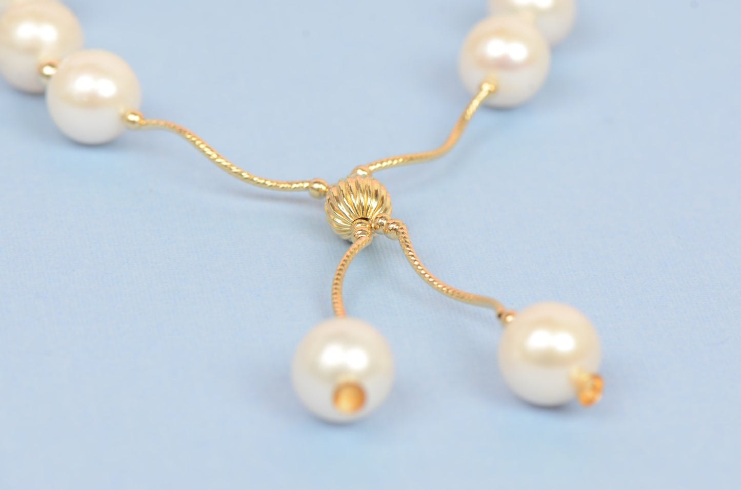 14K Yellow Gold Natural White genuine Pearl Necklace, Bracelet, Earrings Set