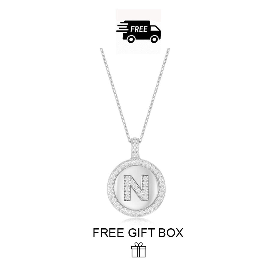 925 Sterling Silver Initial Letter Pendant With Cubic Zirconia