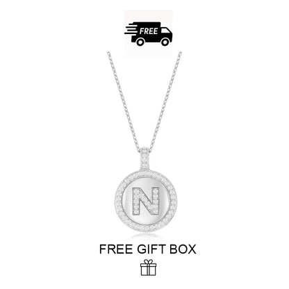 925 Sterling Silver Initial Letter Pendant With Cubic Zirconia