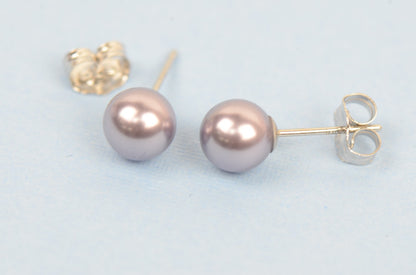 925 Sterling Silver Swarovski Purple Pearls Stud Earrings for Women