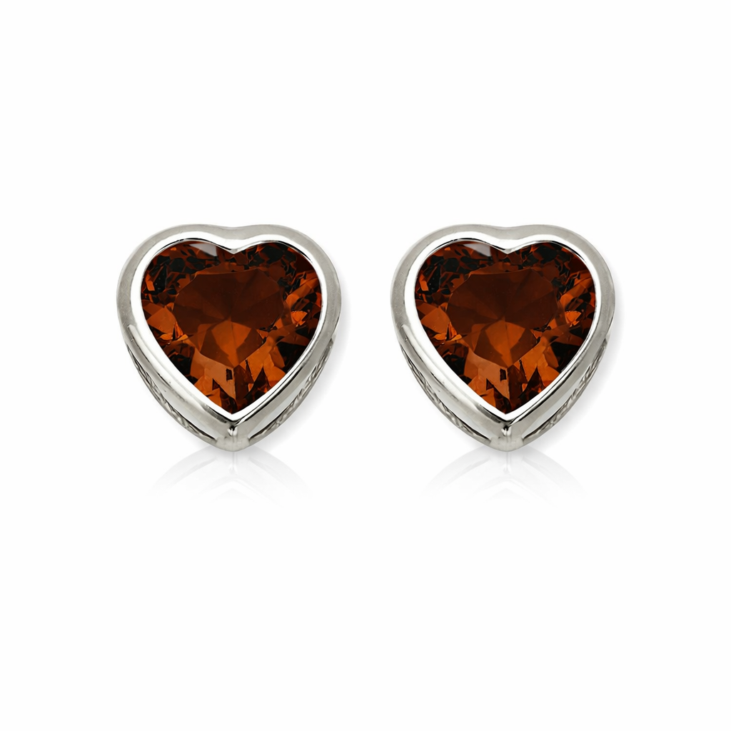 14K Solid White Gold Heart Stud Earrings Birthstone 3MM X 3MM