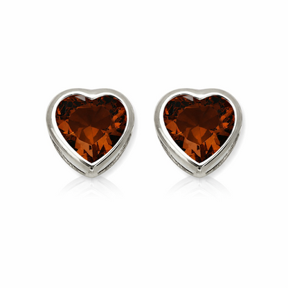 14K Solid White Gold Heart Stud Earrings Birthstone 3MM X 3MM