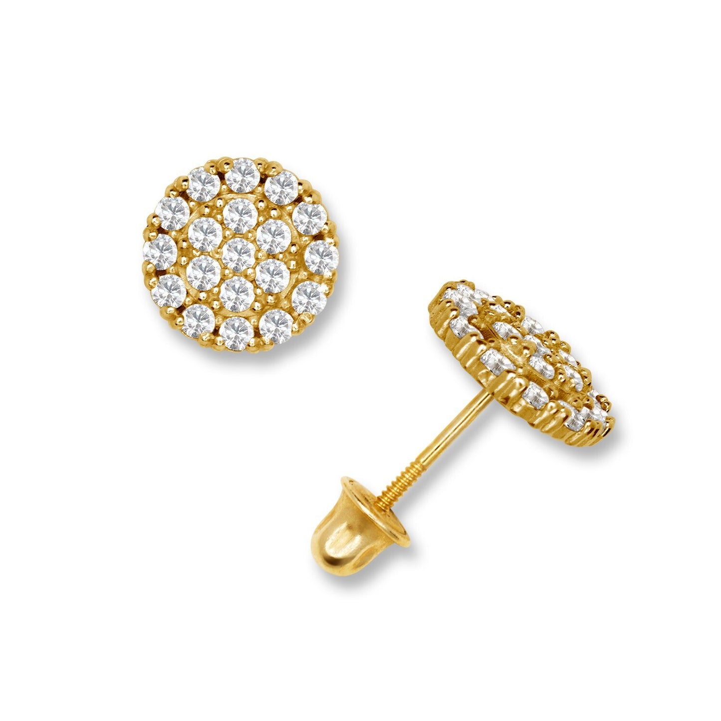 14K Yellow & White Gold Round Shaped Beautiful Stud Earrings for Women
