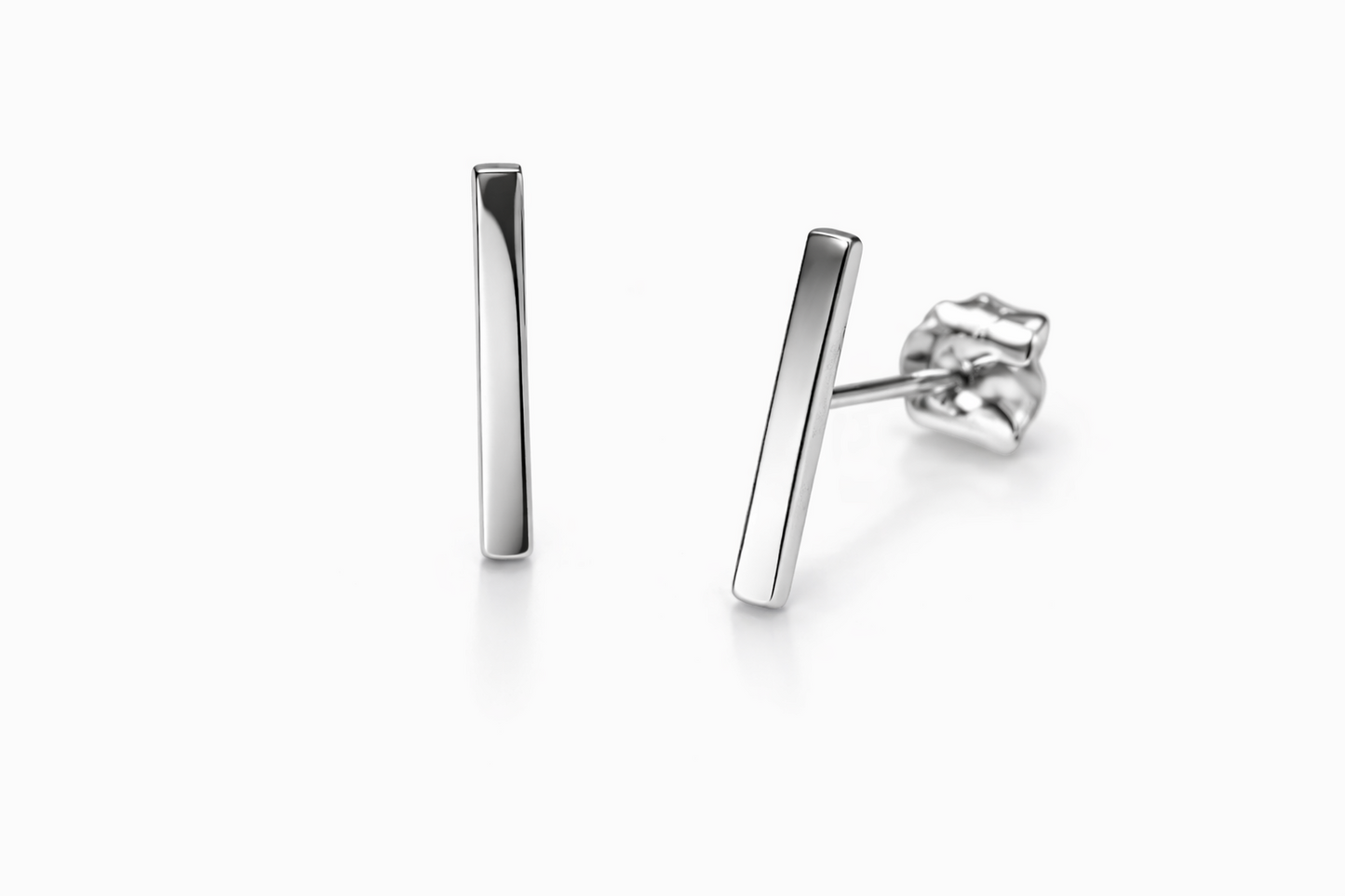 14K Yellow / White / Rose Gold  Bar Stud Earrings