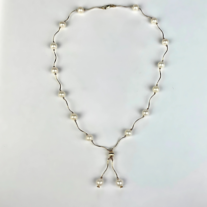 14K Yellow Gold Beautiful Freshwater Pearl Necklace for Women