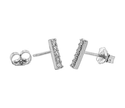Prong Set DIAMOND Bar Earrings 14K Yellow Gold and White Gold