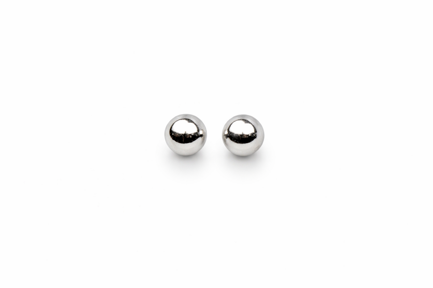 14k White Gold Ball stud earrings with screw back round High Polish