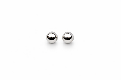 14k White Gold Ball stud earrings with screw back round High Polish
