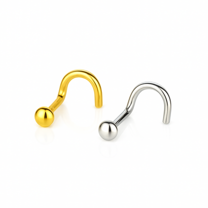 14k Yellow or White Gold Ball Nose Piercing Stud
