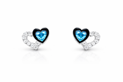 14K White Gold Double Heart Earrings