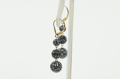 14K Yellow Gold Leverback Dangle Earrings with Genuine Czech Crystals