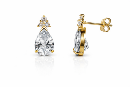 14k Yellow Gold Pear Shape Stud Earrings