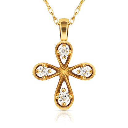 14K Yellow & White Gold CZ Flower Pendant for Women