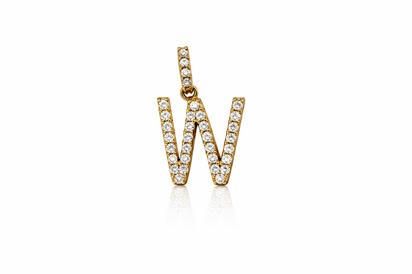 14k Yellow Gold Initial Letter CZ Pendant: Medium