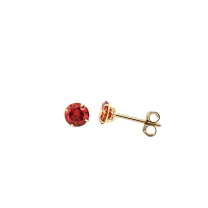 14K Gold GRA Certified D-VVS1 Round Garnet Moissanite Push Back Studs Earrings