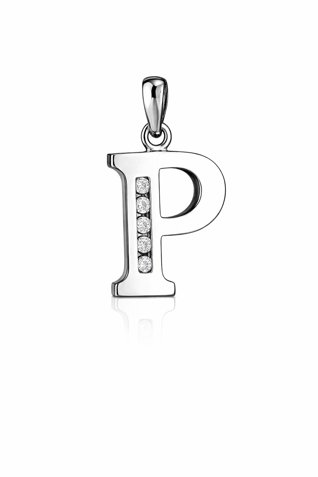 925 Sterling Silver Initial Letter CZ Pendant