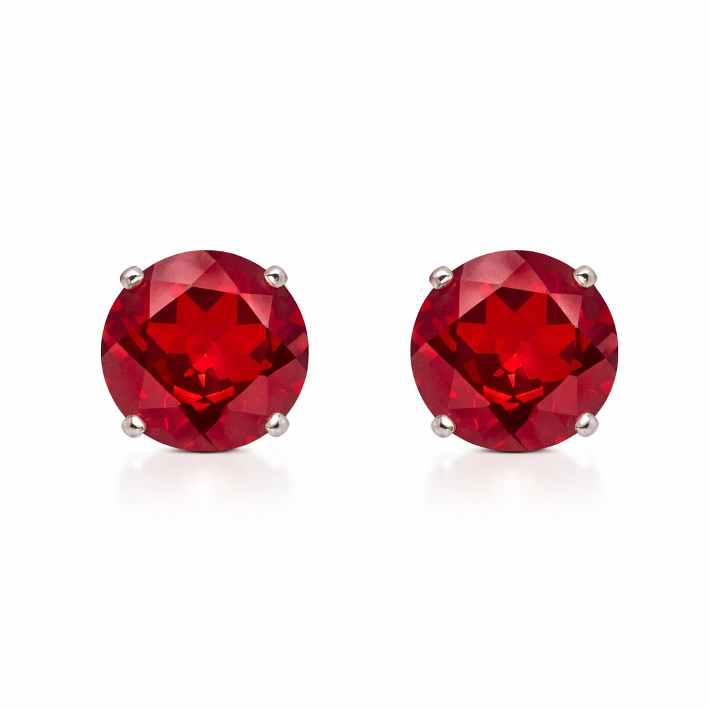 14K Solid White Gold 5mm Round Birthstone Stud Earrings with screw back
