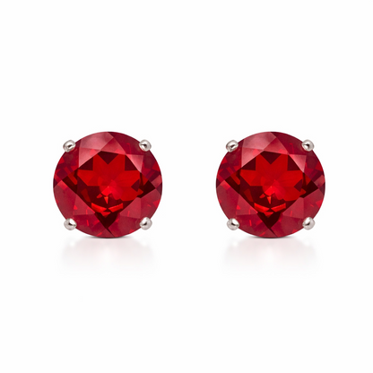 14K Solid White Gold 5mm Round Birthstone Stud Earrings with screw back