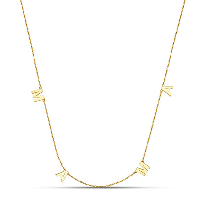 14K Yellow/ White/ Rose Gold "MAMA" Charm Necklace