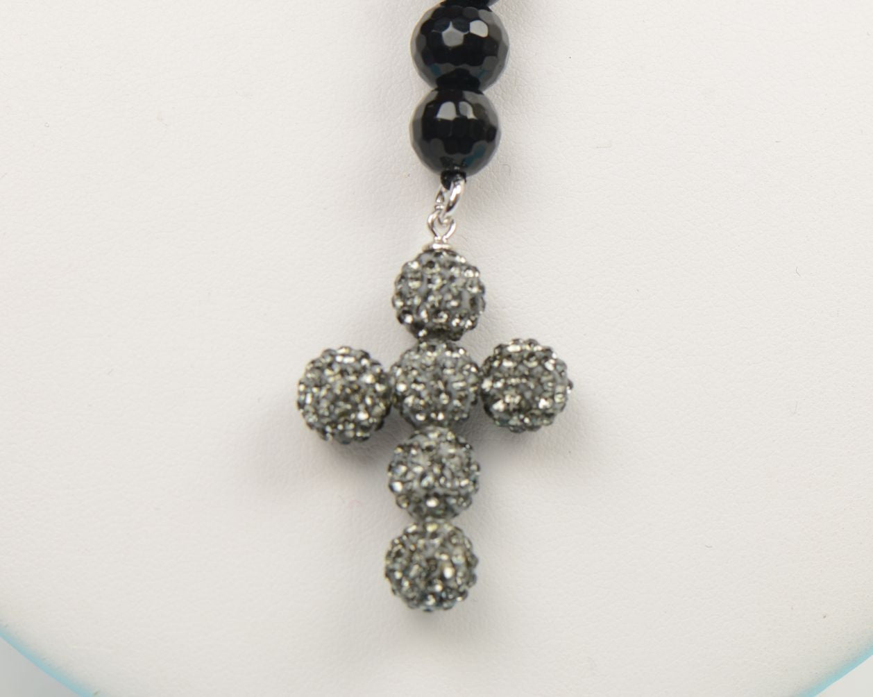 black diamond mens rosary genuine necklace onyx cross chain