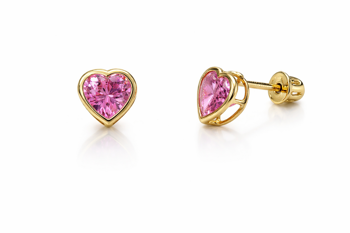 14K Yellow Gold Heart Bithstone Stud Earrings  5mm x 5mm