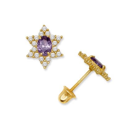 14K Yellow & White Gold Beautiful Star Shaped Stud Earrings for Girls