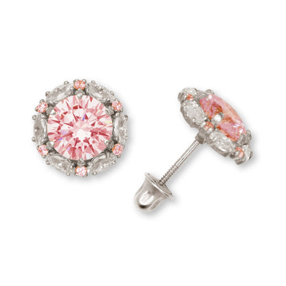 14K Yellow & White Gold Round Shaped Pretty Earrings for Women