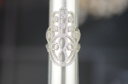 Sterling Silver Hamsa Love Infinity CZ Micro Pave Ring
