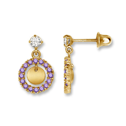 14K Yellow & White Gold Pretty Dangle Screw Back Earrings for Women