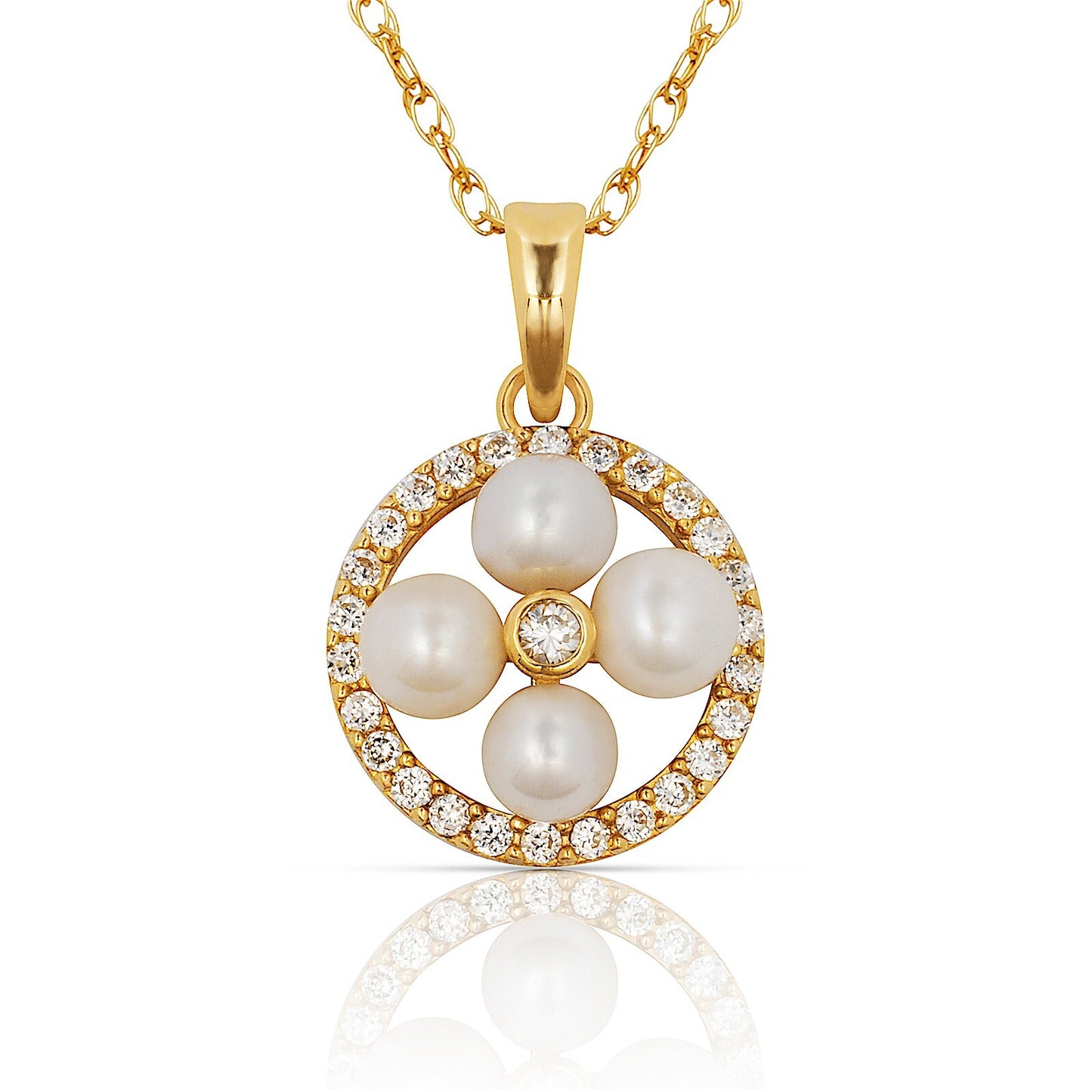 14K Yellow & White Gold  Beautiful Round  Pendant For Women