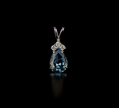 14k White Gold Pear CZ Birthstone Pendant
