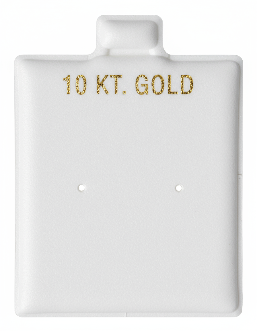 White Vinyl 10K Center Punch Earring Card Puff Pad Jewelry DisplayHolder 100 Pcs