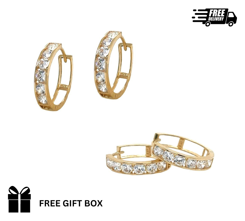 14K Yellow Gold Huggie Hoop Earrings