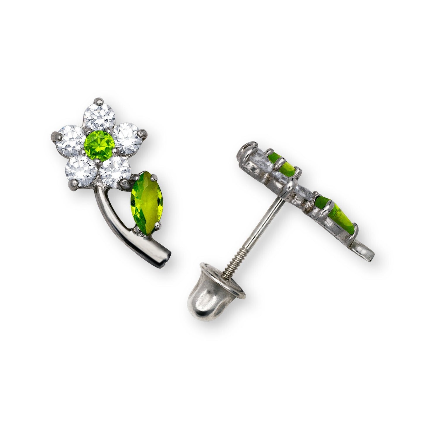 14K Yellow & White Gold Flower Shaped Beautiful Studs Earrings for Girls
