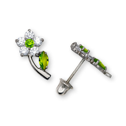 14K Yellow & White Gold Flower Shaped Beautiful Studs Earrings for Girls