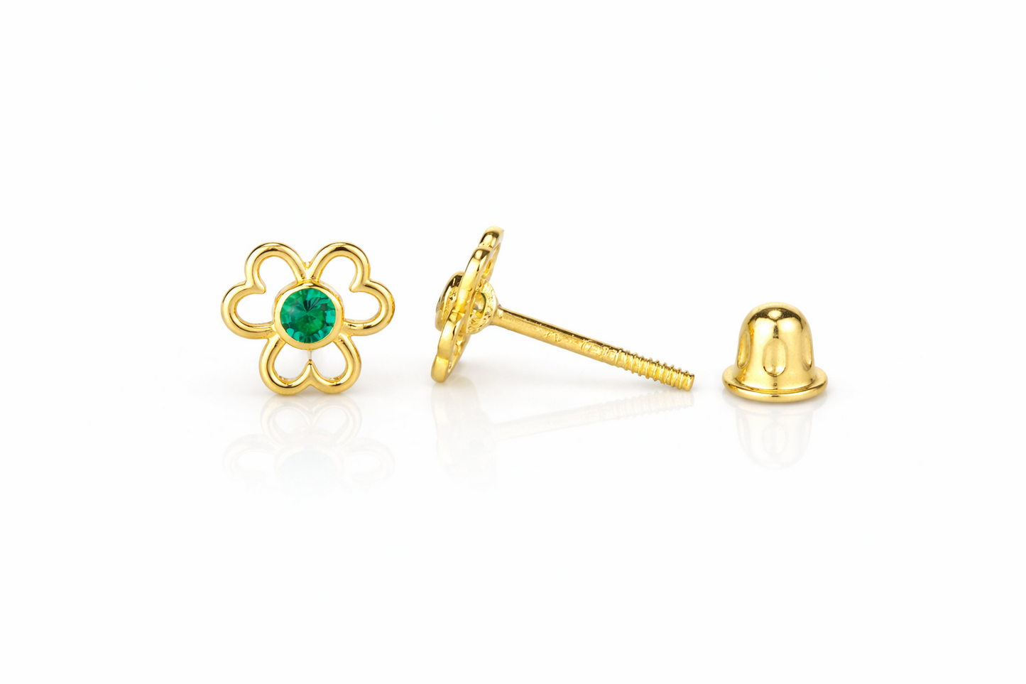 14k Yellow/White Flower Studs Earrings Screwback