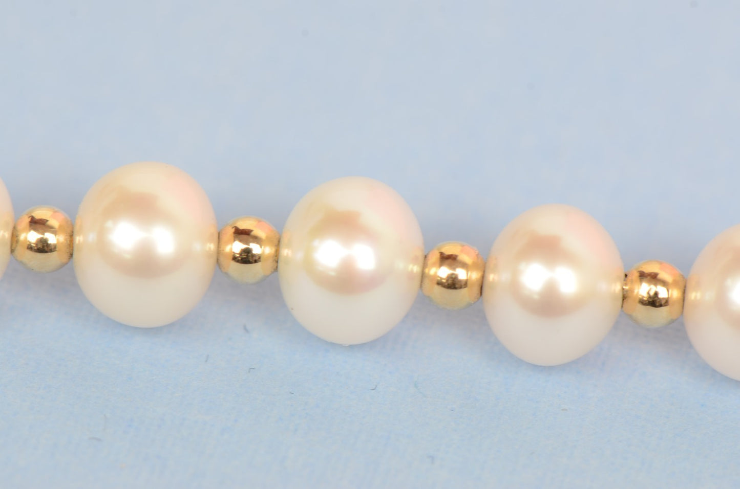 14K Yellow Gold Natural White genuine Pearl Necklace, Bracelet, Earrings Set