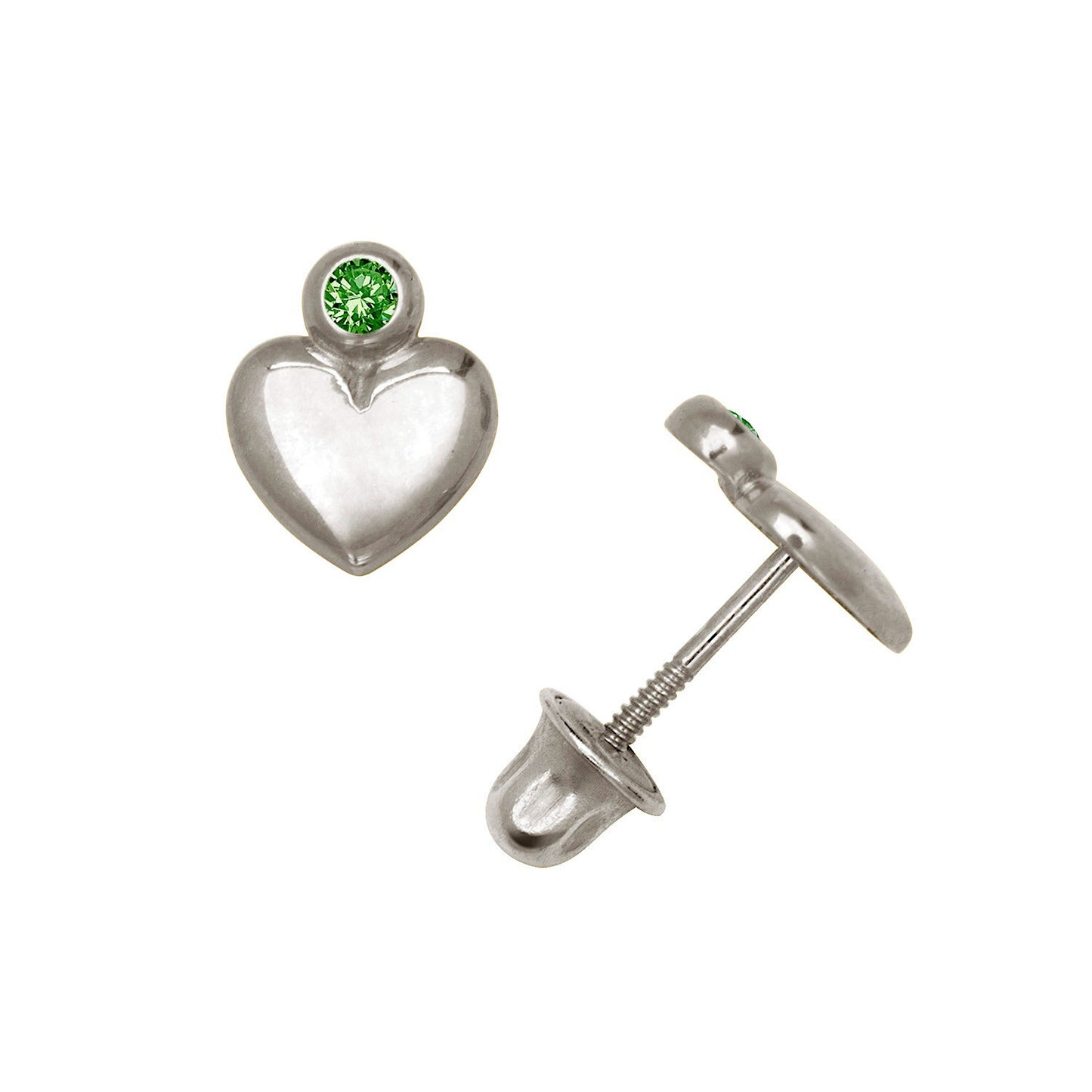14K Yellow & White Gold Heart Shaped CZ Stud Earrings for Women